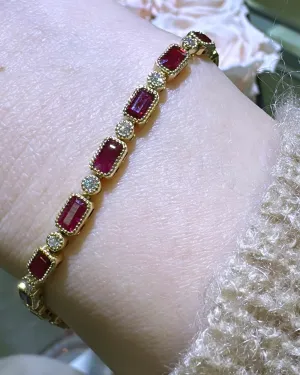 Diamond & Ruby Tennis Statement Bracelet 6.04ct t.w.