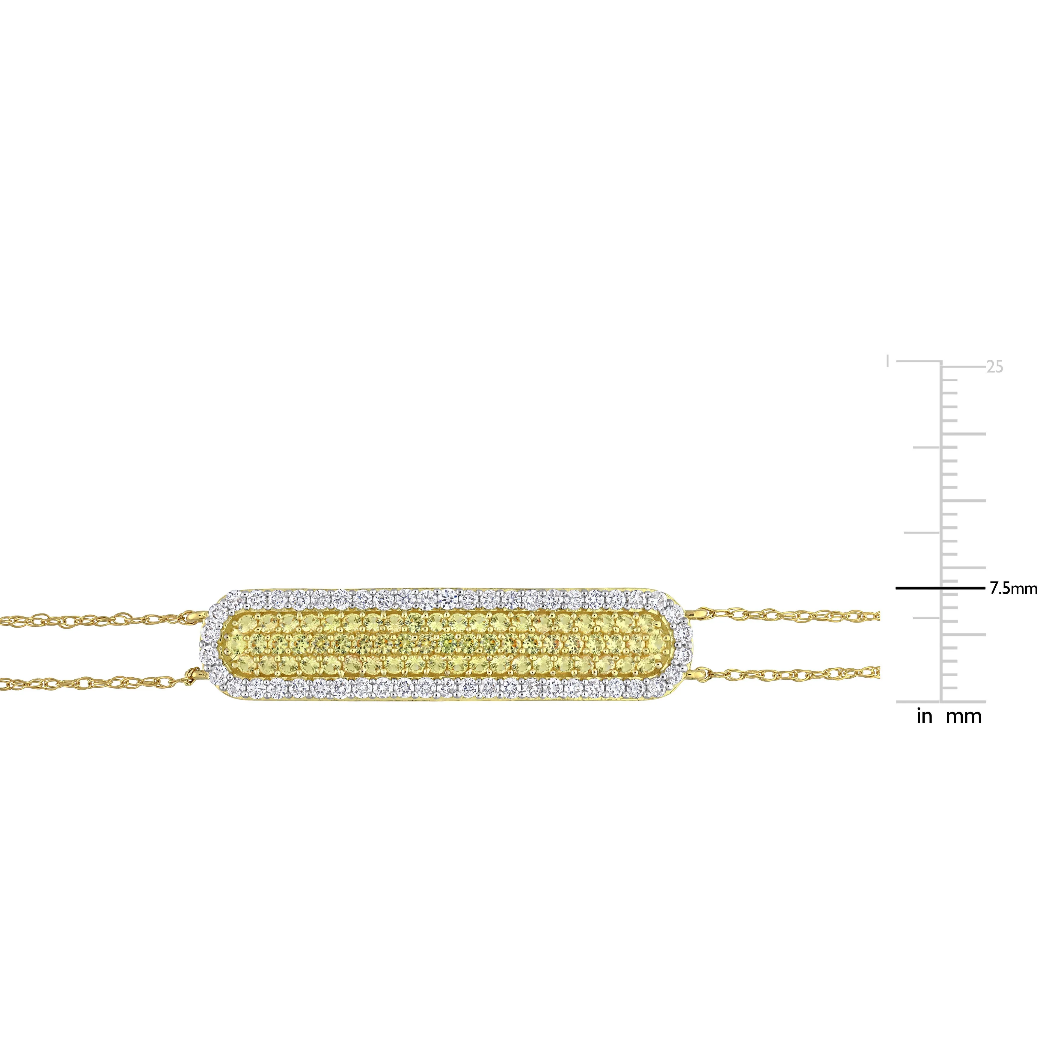 Diamond And Yellow Sapphire Bracelet With Chain 10K