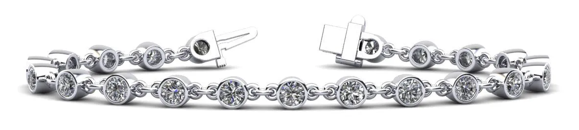 Diamond Drops Chain Link Bezel Diamond Bracelet with 3.36 ct.(finished) 3.5mm