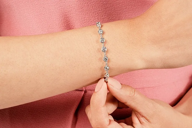 Diamond Drops Chain Link Bezel Diamond Bracelet with 3.36 ct.(finished) 3.5mm