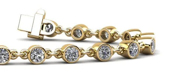 Diamond Drops Chain Link Bezel Diamond Bracelet with 3.36 ct.(finished) 3.5mm