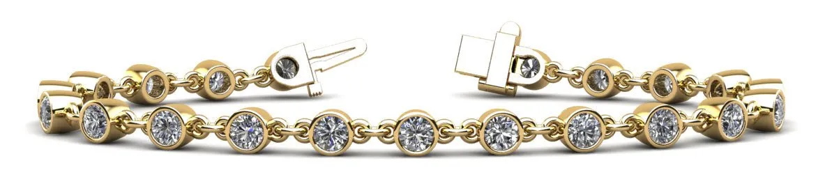 Diamond Drops Chain Link Bezel Diamond Bracelet with 3.36 ct.(finished) 3.5mm