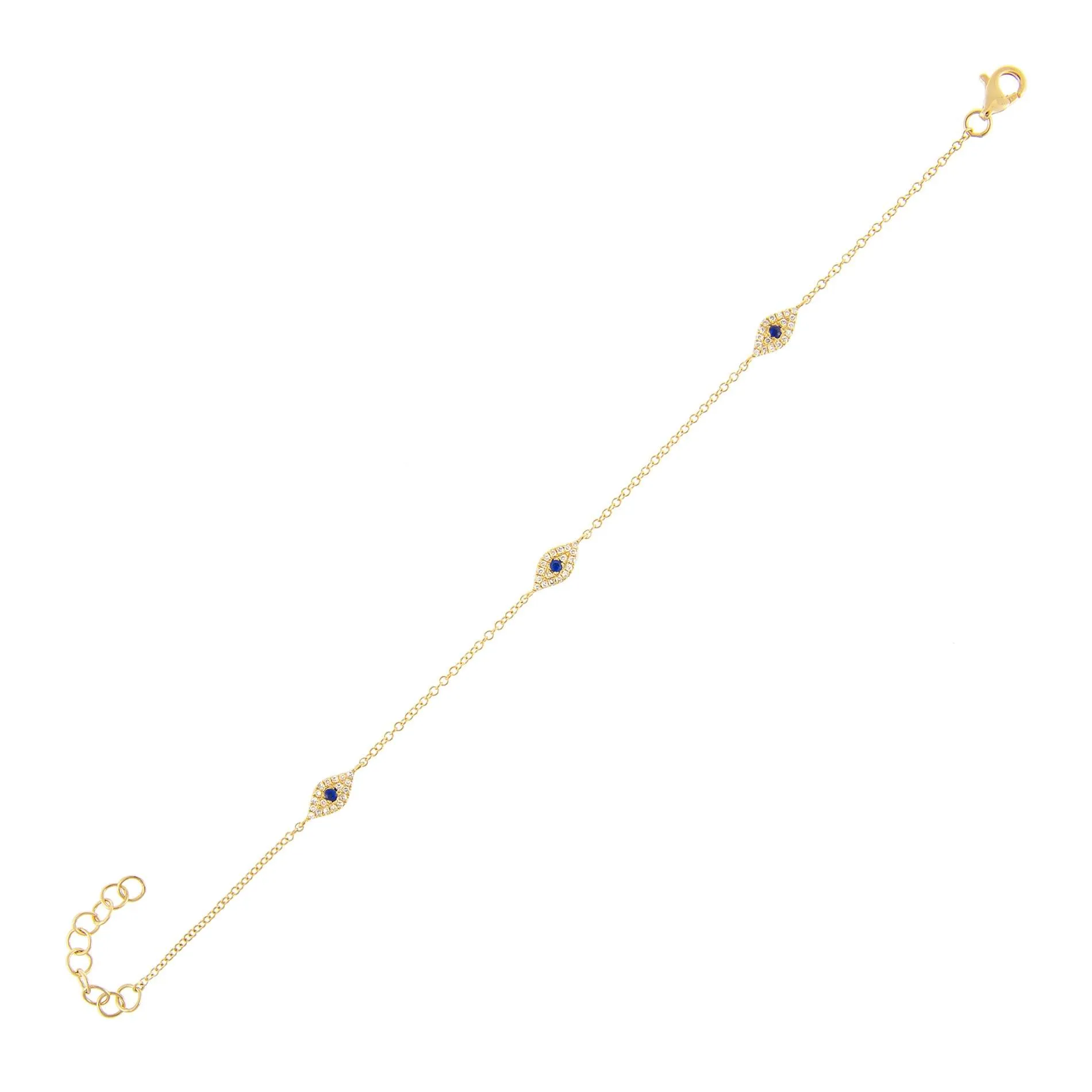 Diamond Triple Evil Eye Bracelet 14K