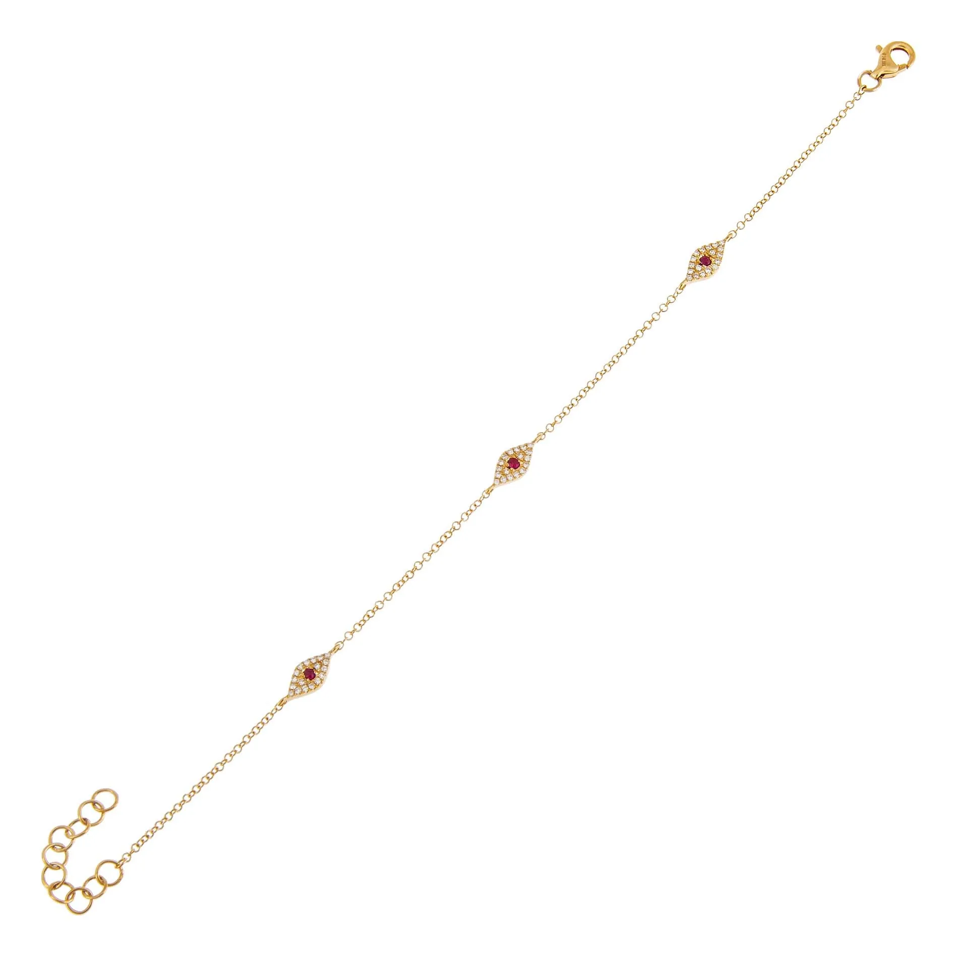 Diamond Triple Evil Eye Bracelet 14K