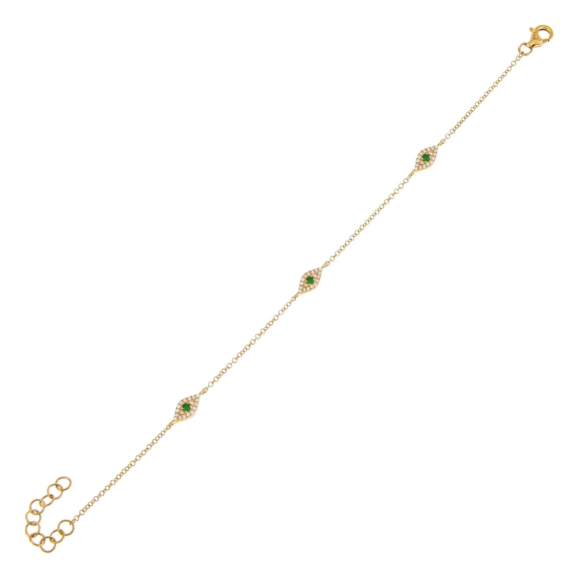Diamond Triple Evil Eye Bracelet 14K