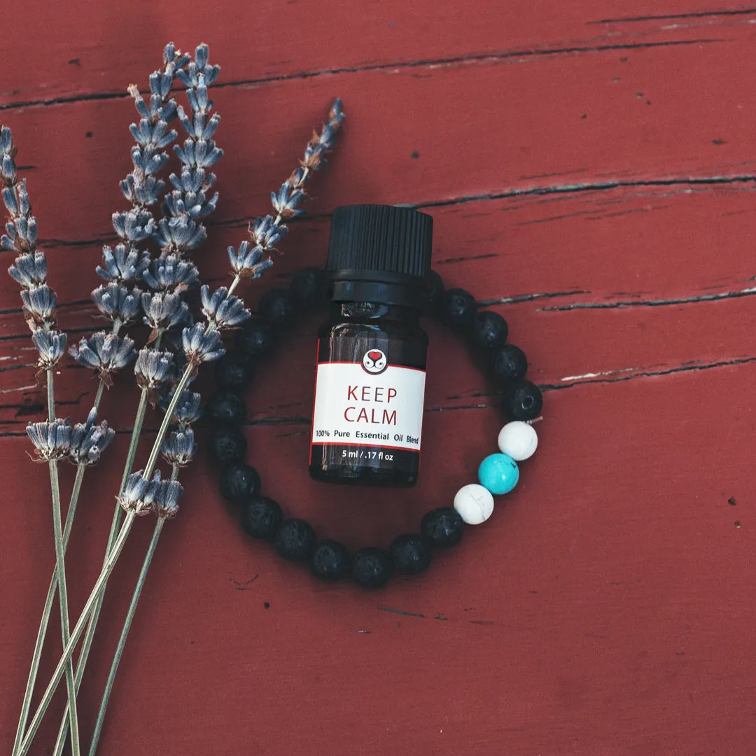 Diffuser Bracelet Gift Set - Turquoise Bead with Keep Calm