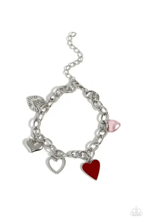 Diverse Dalliance - Multi - Red and Pink Heart Charm Paparazzi Lobster Claw Bracelet