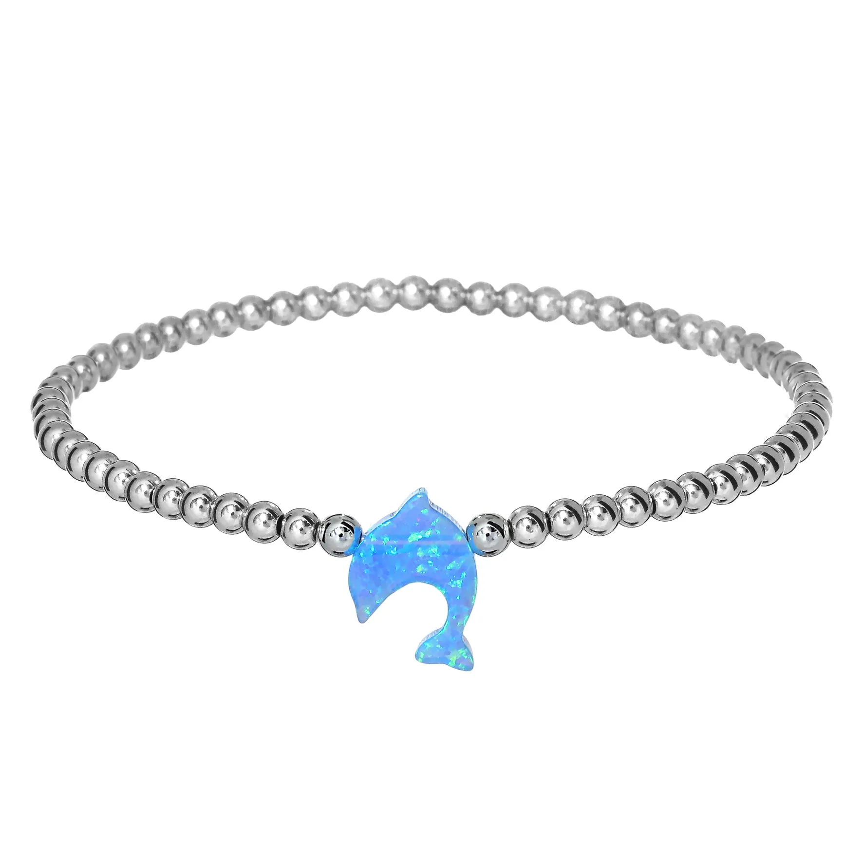 DOLPHIN | Opal Charm and 14K Gold Filled Beads Bracelet