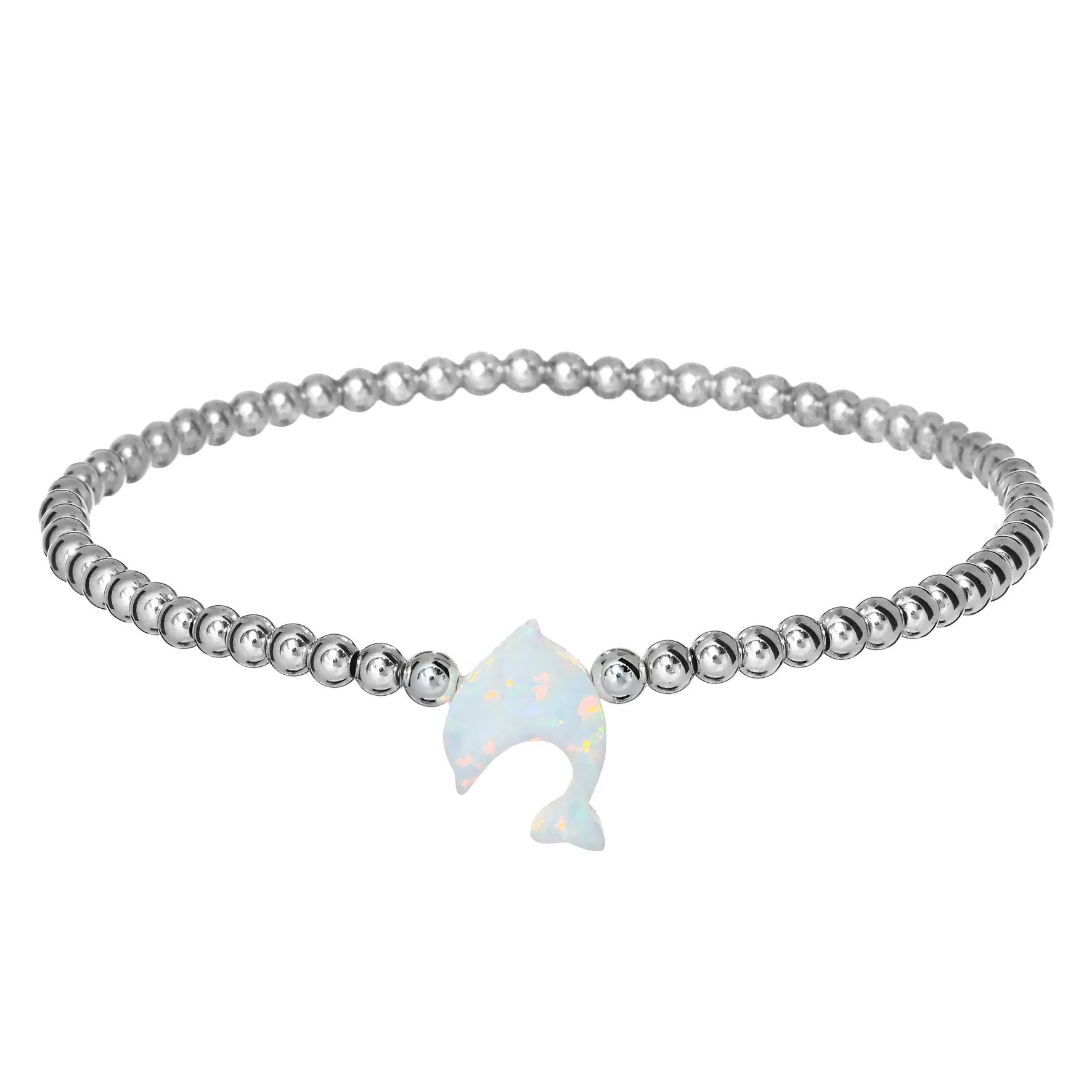 DOLPHIN | Opal Charm and 14K Gold Filled Beads Bracelet