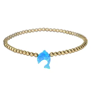 DOLPHIN | Opal Charm and 14K Gold Filled Beads Bracelet