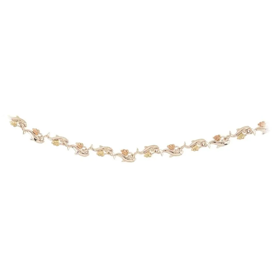 Dolphin - Sterling Silver Black Hills Gold Bracelet