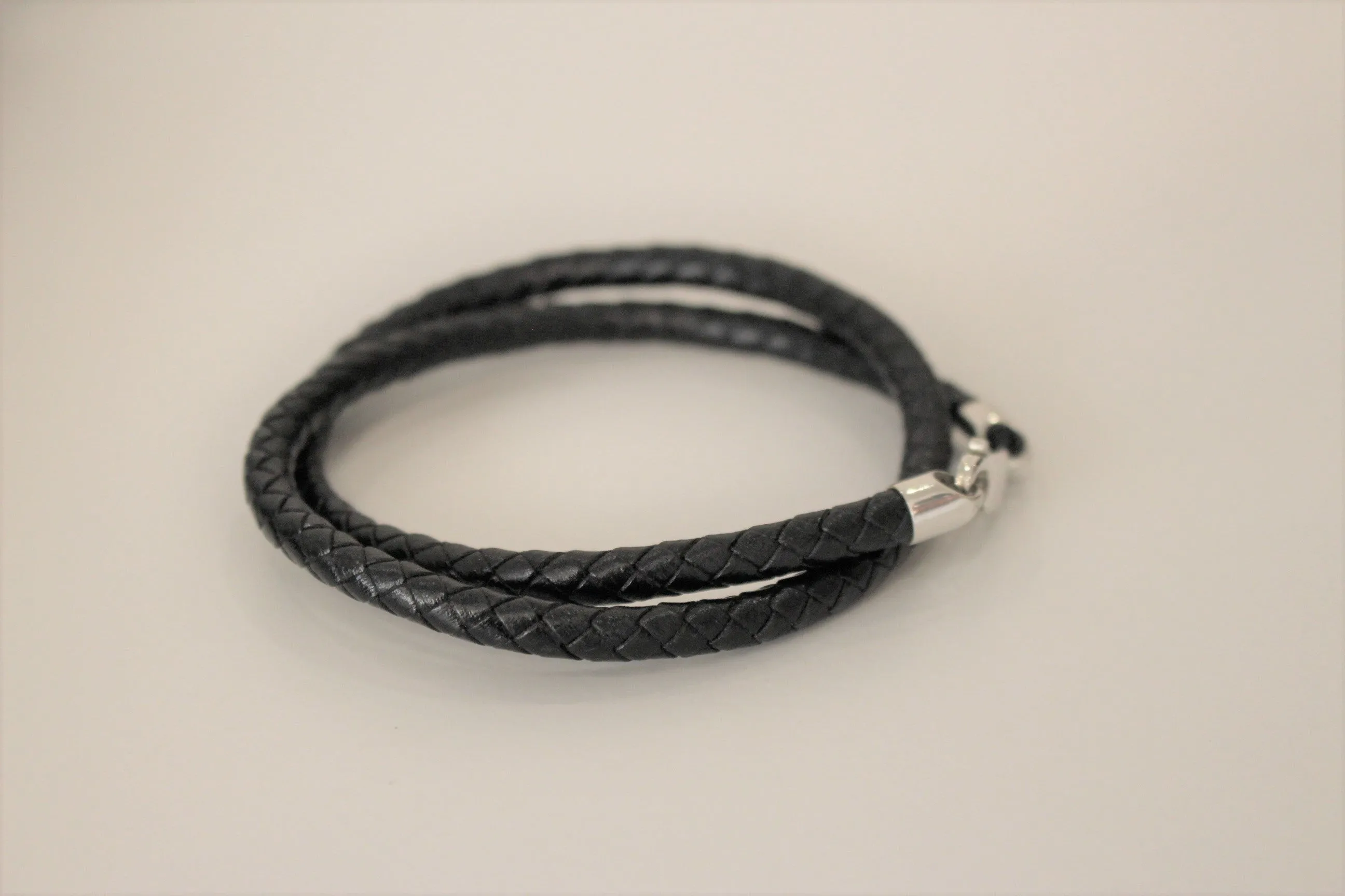 Double Black Leather Bracelet