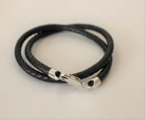 Double Black Leather Bracelet
