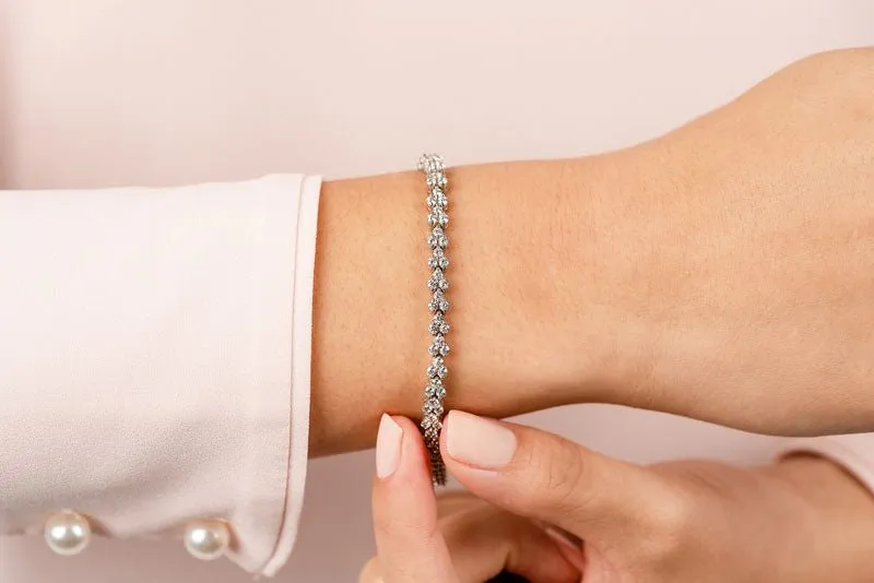 Double Diamond Stacked Bracelet Lab-Grown Diamond with 2.07 ct.(finished) 1.4mm