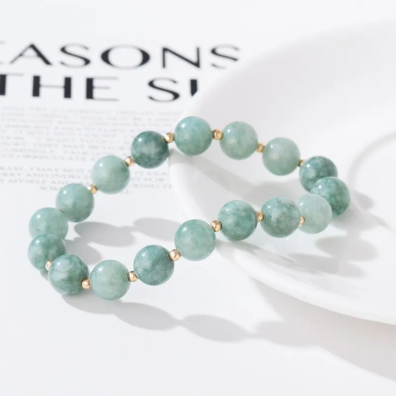 Double Layers Green Natural Crystal Jade