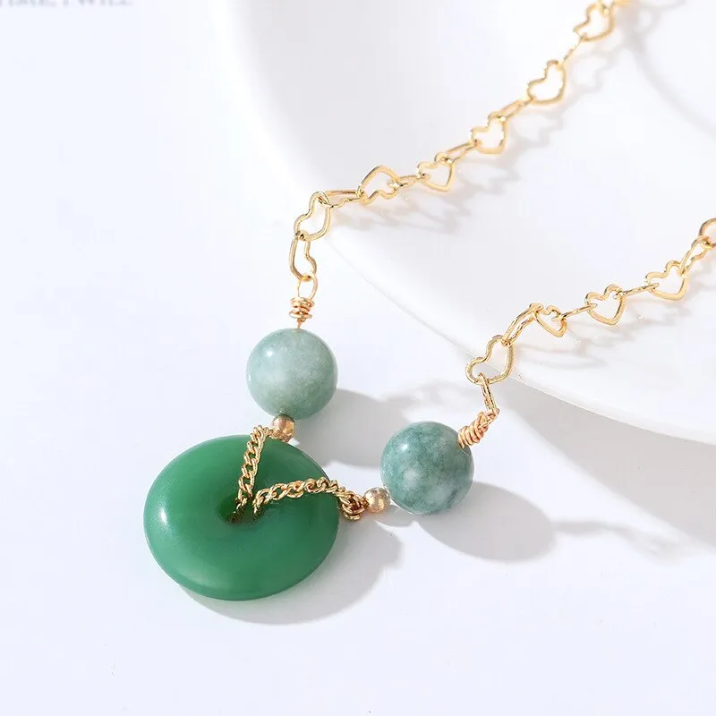 Double Layers Green Natural Crystal Jade