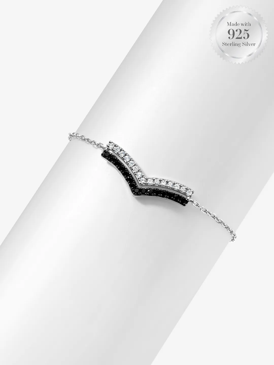 Double Wishbone Black & White Pavé Bracelet