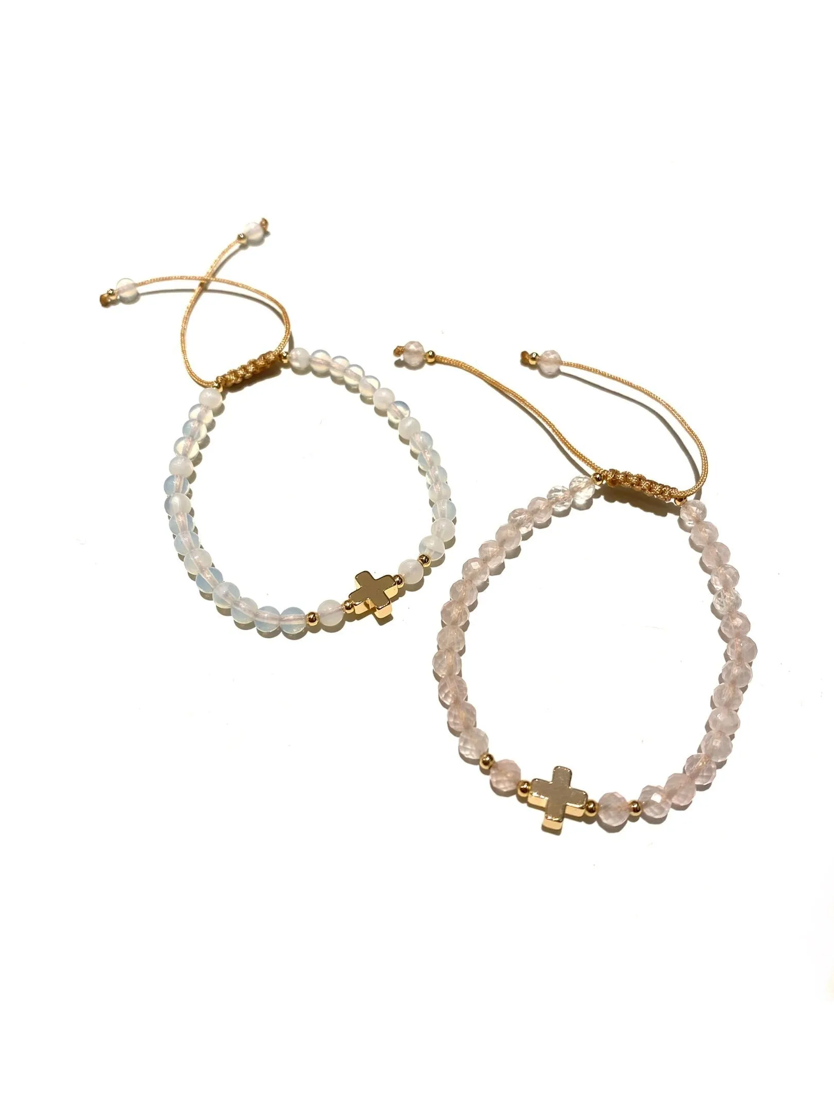 E-HC DESIGNS- Cross Bead Stone Adjustable Bracelet (different stones available)