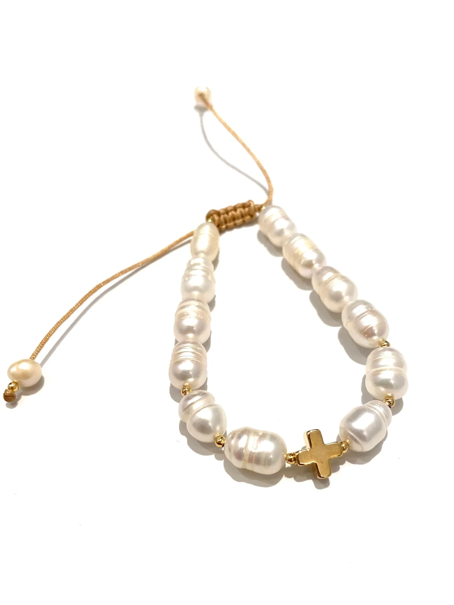 E-HC DESIGNS- Cross Bead Stone Adjustable Bracelet (different stones available)