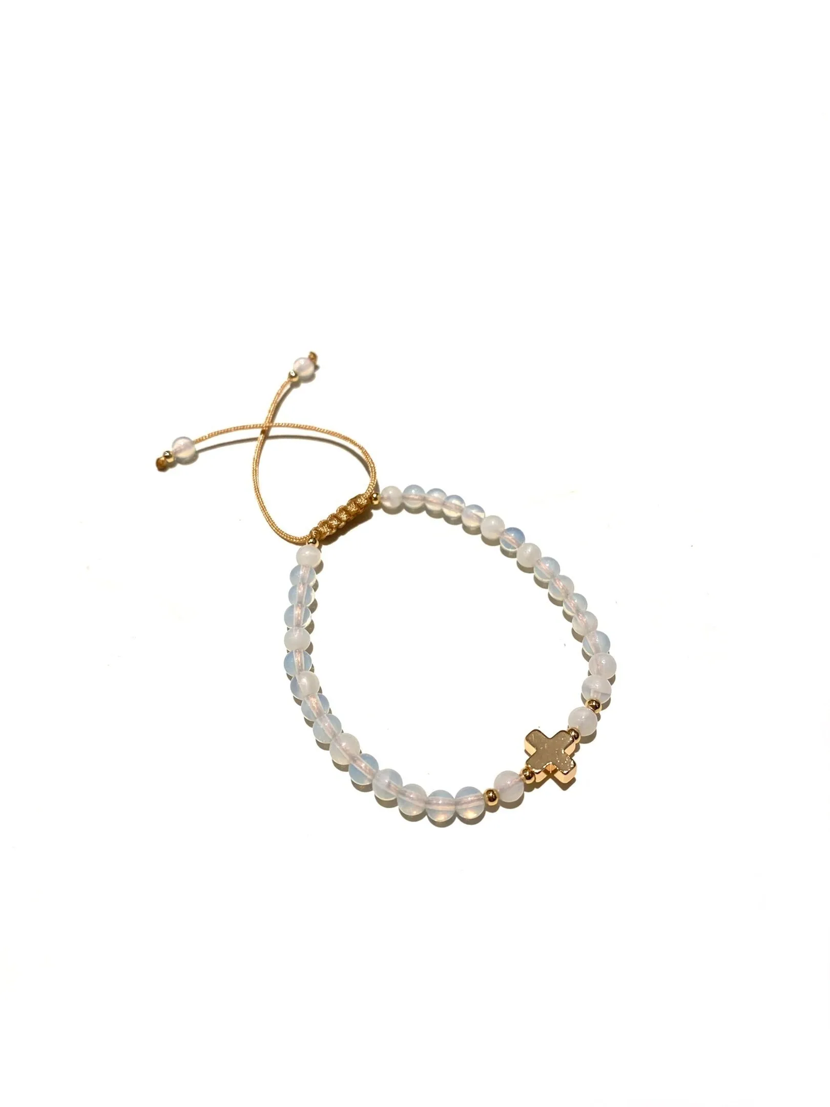 E-HC DESIGNS- Cross Bead Stone Adjustable Bracelet (different stones available)