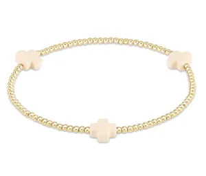 egirl Signature Cross Small Gold Pattern 2mm Bead Bracelet - Off-White