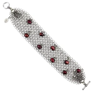 Elaine Unzicker Wide Ruby Pearl Bracelet