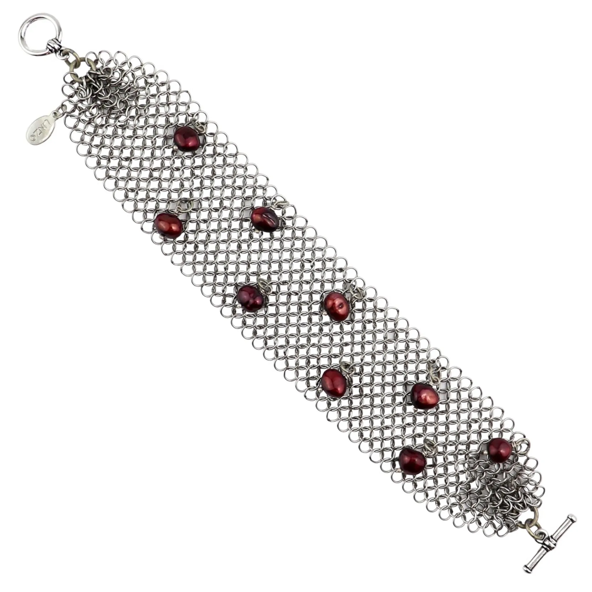 Elaine Unzicker Wide Ruby Pearl Bracelet