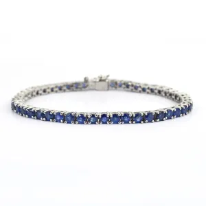 Elegant 3 mm Faceted Ceylon Blue Sapphire Gemstone Bracelet, Certified Gemstones, Custom Size, Designer Bracelets, AAA Quality, Great Brilliance !