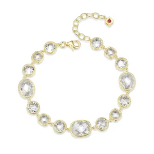 Elle Essence Sterling Silver 18K Yellow Gold Plated CZ Multi-Shape Bracelet