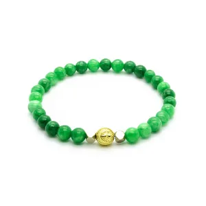 Enchanted Delight - Green Jade Wristband with Hematite in Gold | 6MM