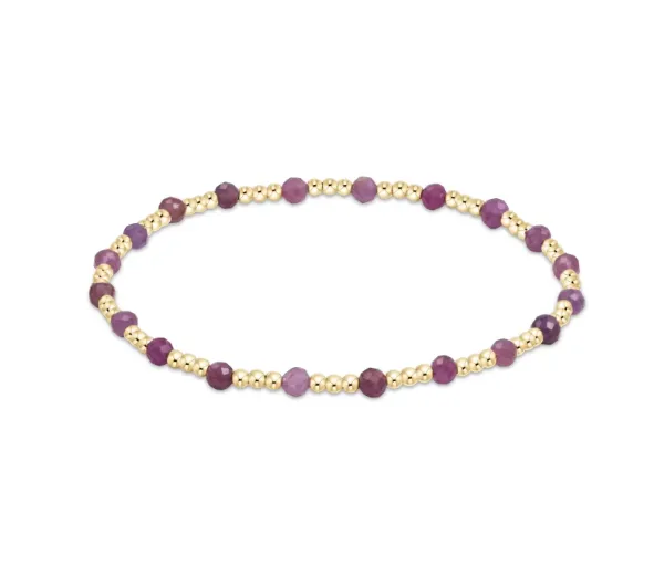 ENewton Gemstone Gold Sincerity Pattern 3mm Bead Bracelet - Ruby
