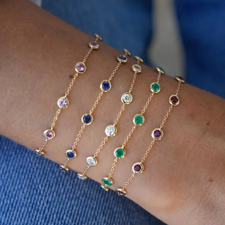 Eriness 14K Yellow Gold Ruby Bezel Set Bracelet - SBB9-YG-RBY