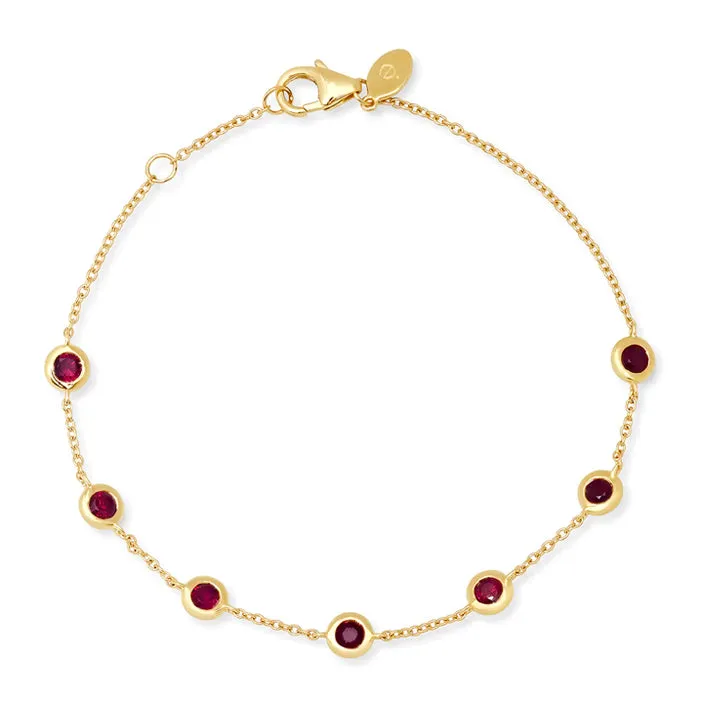 Eriness 14K Yellow Gold Ruby Bezel Set Bracelet - SBB9-YG-RBY