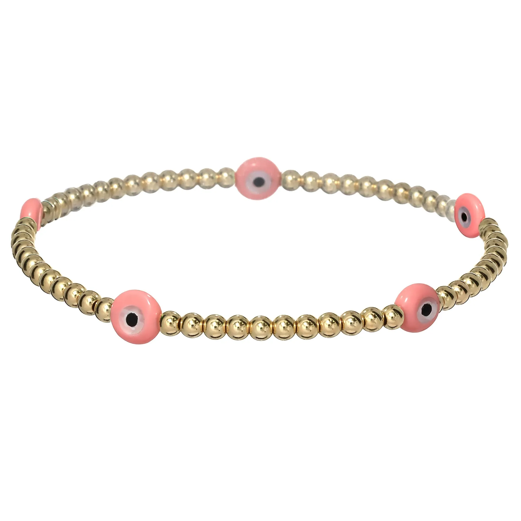 EVIL EYE BY THE YARD | Opal Charm and 14K Gold Filled Beads Bracelet - Medium
