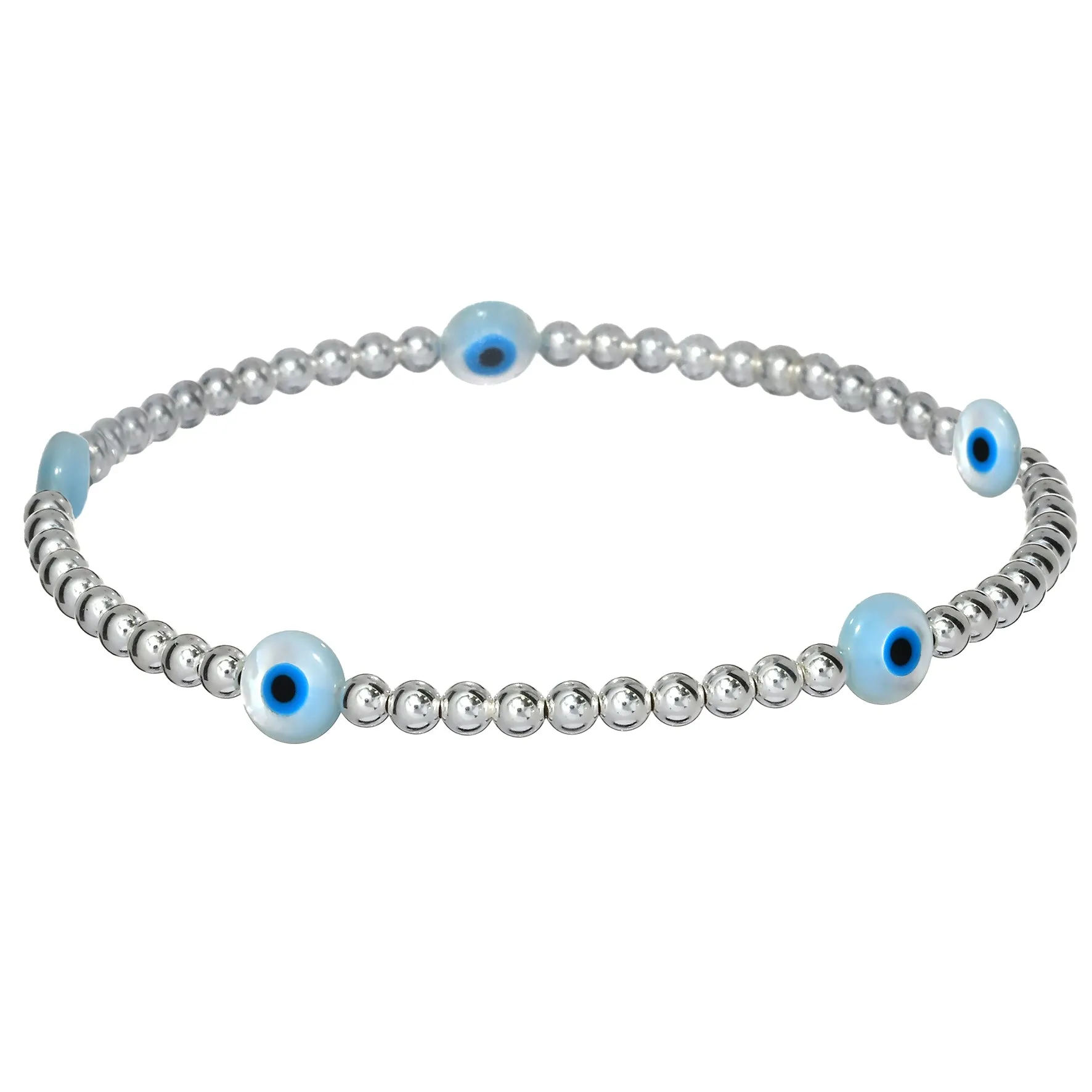 EVIL EYE BY THE YARD | Opal Charm and 14K Gold Filled Beads Bracelet - Medium