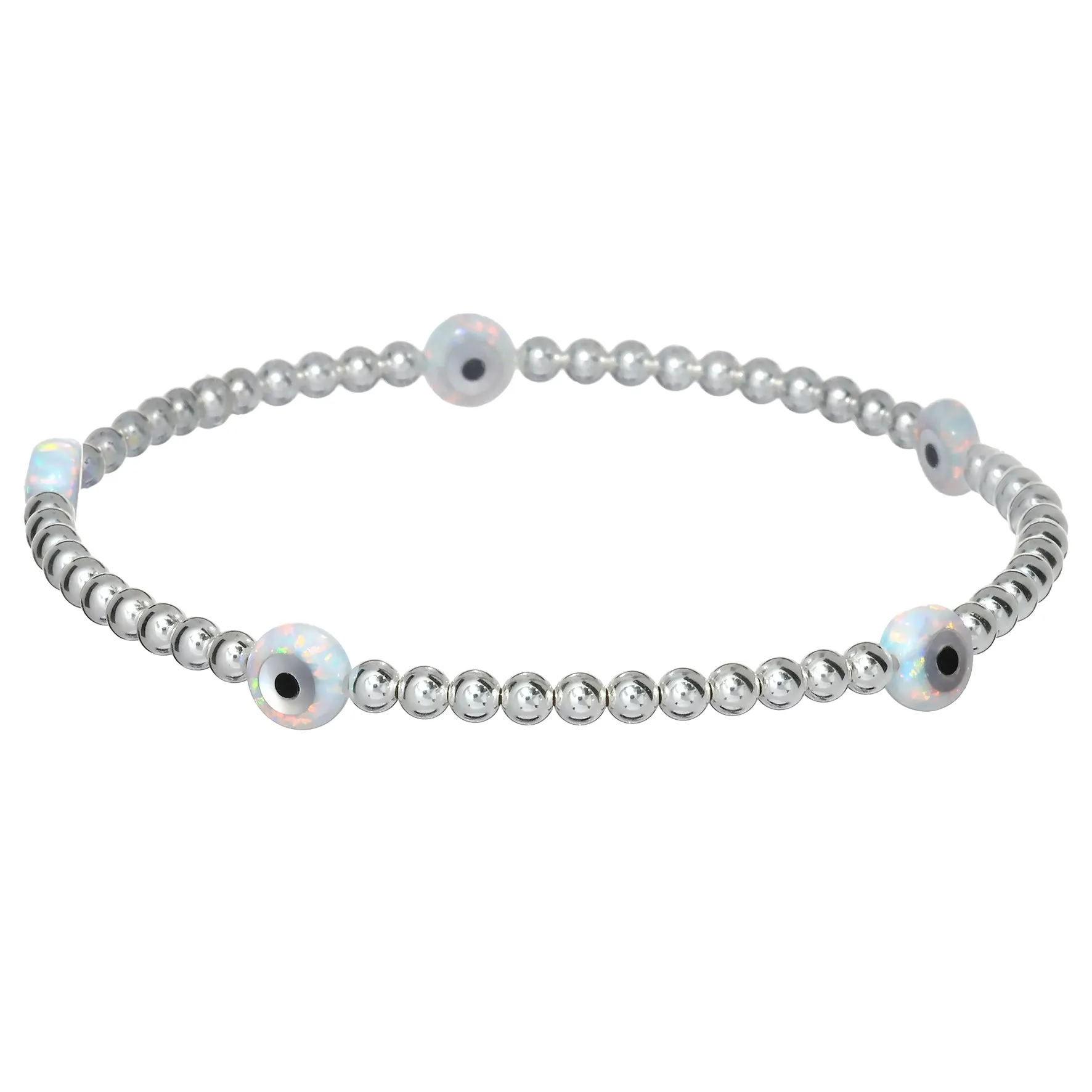 EVIL EYE BY THE YARD | Opal Charm and 14K Gold Filled Beads Bracelet - Medium