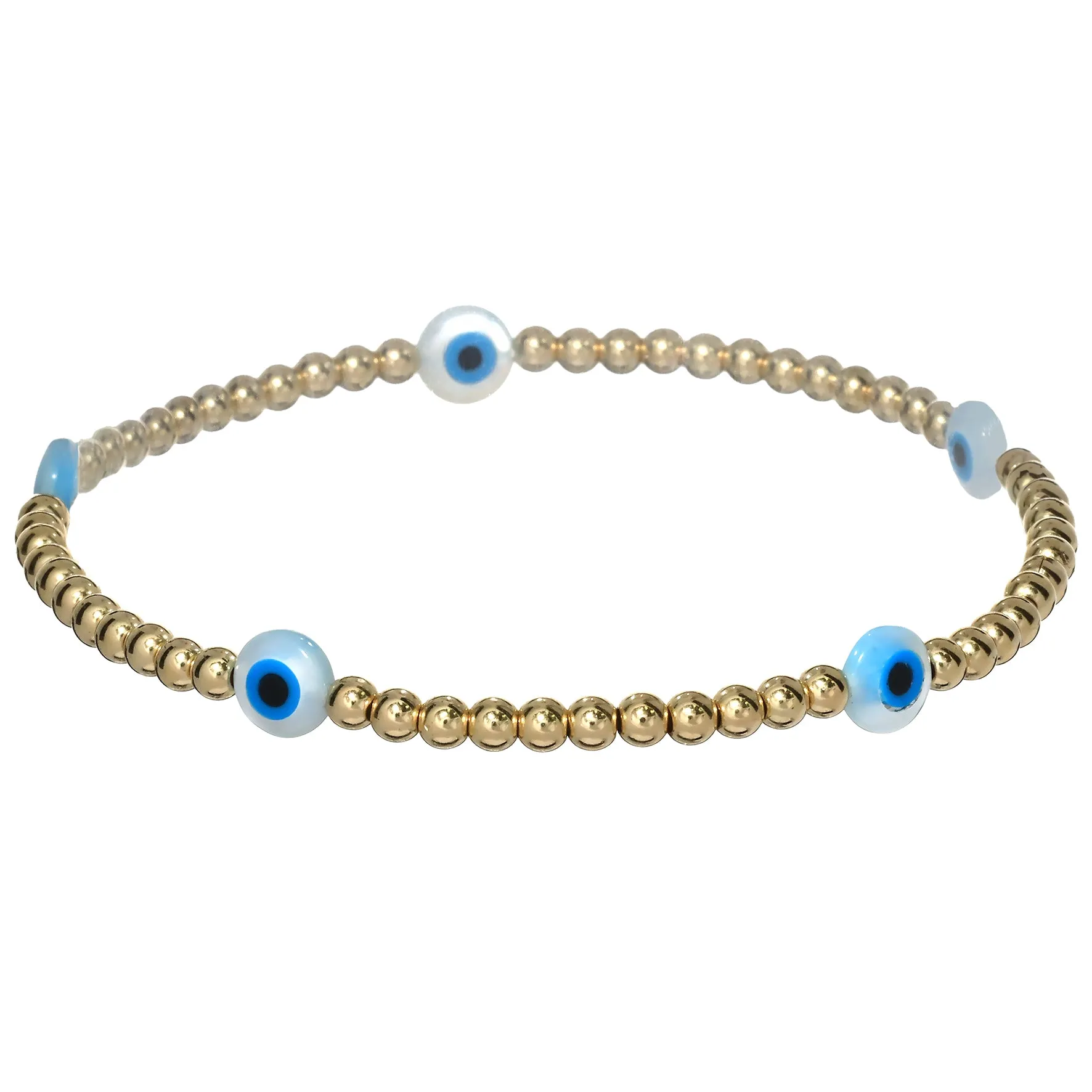 EVIL EYE BY THE YARD | Opal Charm and 14K Gold Filled Beads Bracelet - Medium