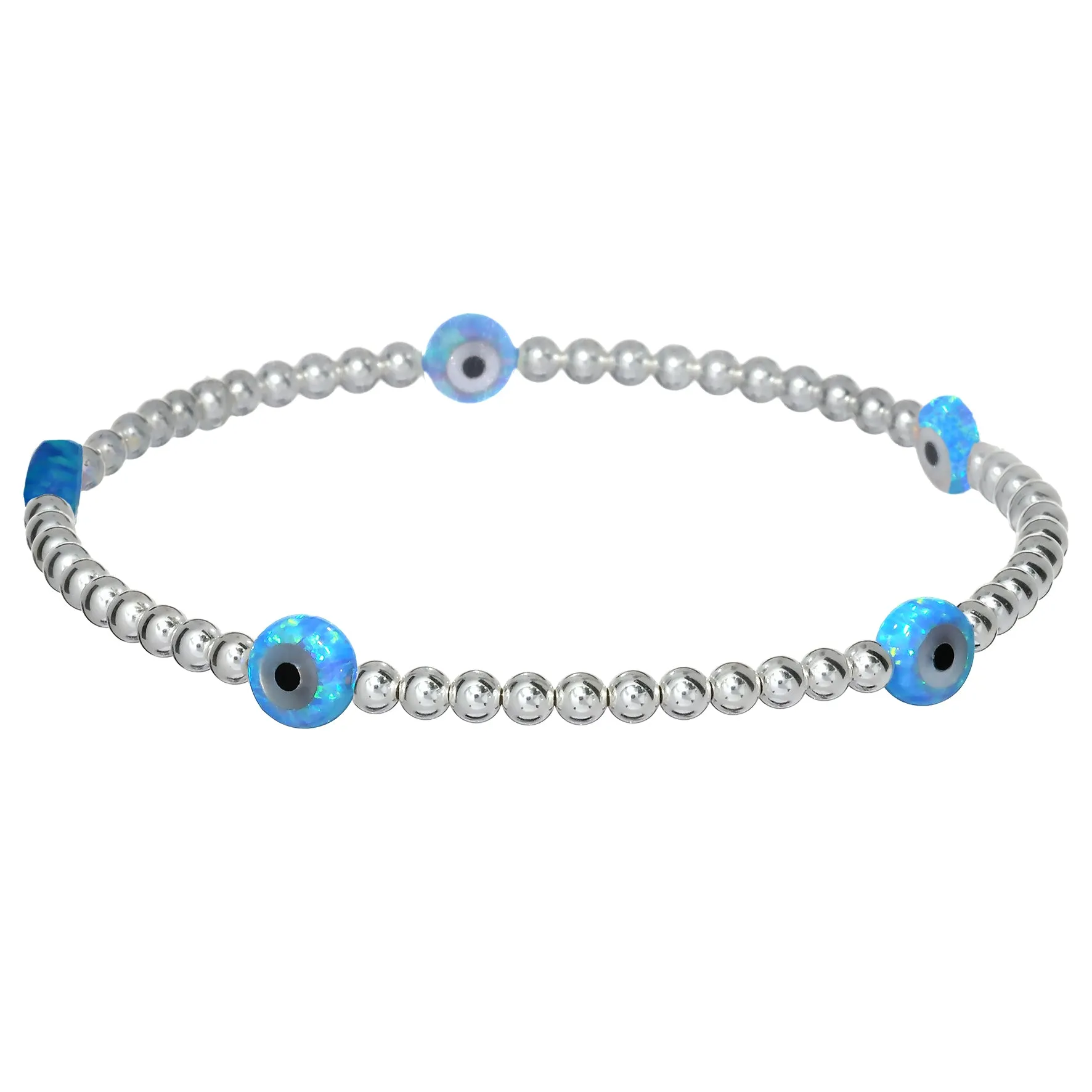 EVIL EYE BY THE YARD | Opal Charm and 14K Gold Filled Beads Bracelet - Medium