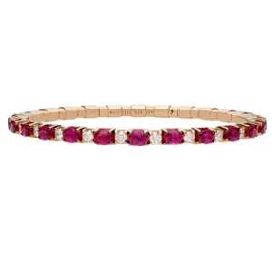 Extensible 18KR 6.28ctw Diamond & Ruby Stretch Bracelet - BTE4X3 10RU