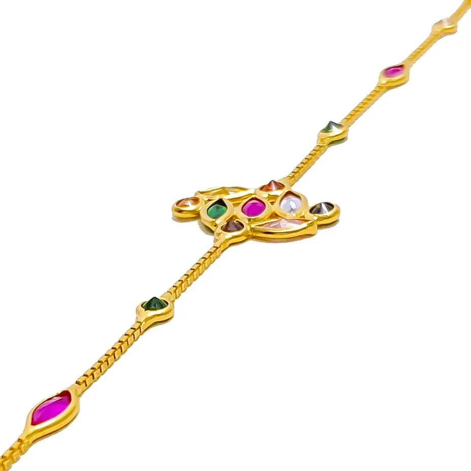Faceted Charming 22k Gold CZ Bracelet