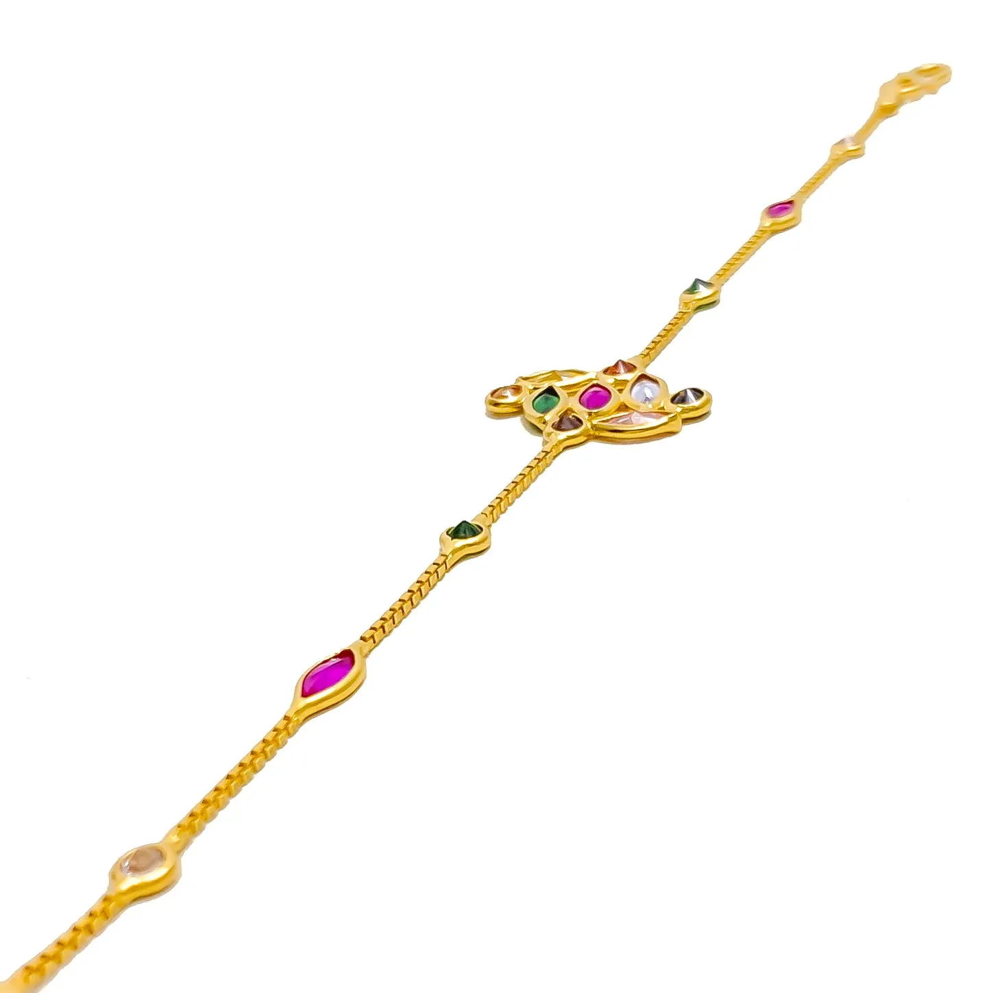 Faceted Charming 22k Gold CZ Bracelet