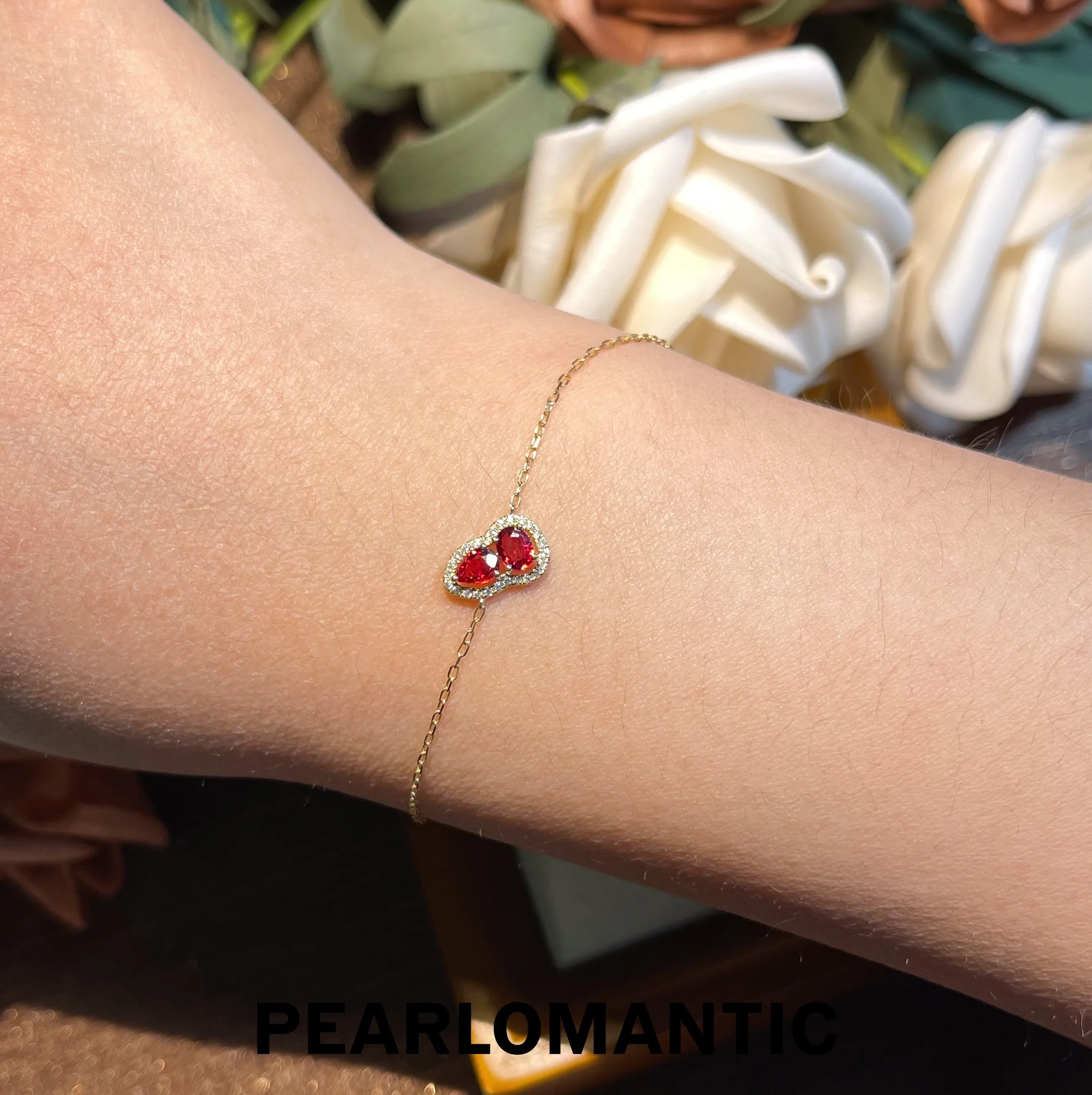 [Fine Jewelry] 18k Gold & Ruby & Diamond Hulu Design Adjustable Bracelets
