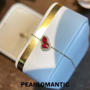 [Fine Jewelry] 18k Gold & Ruby & Diamond Hulu Design Adjustable Bracelets