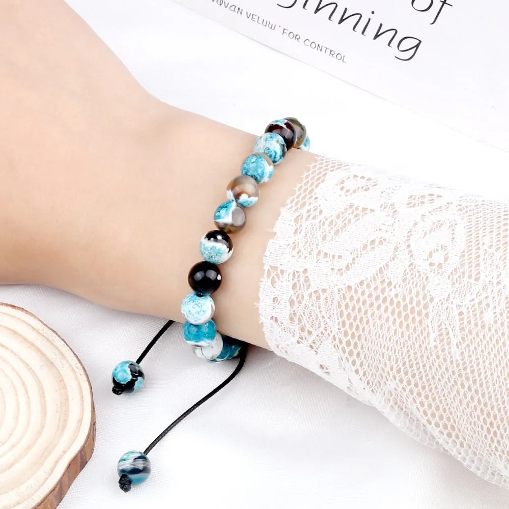 Fire Agates Onyx Beads Bracelet Bangles Healing Stone