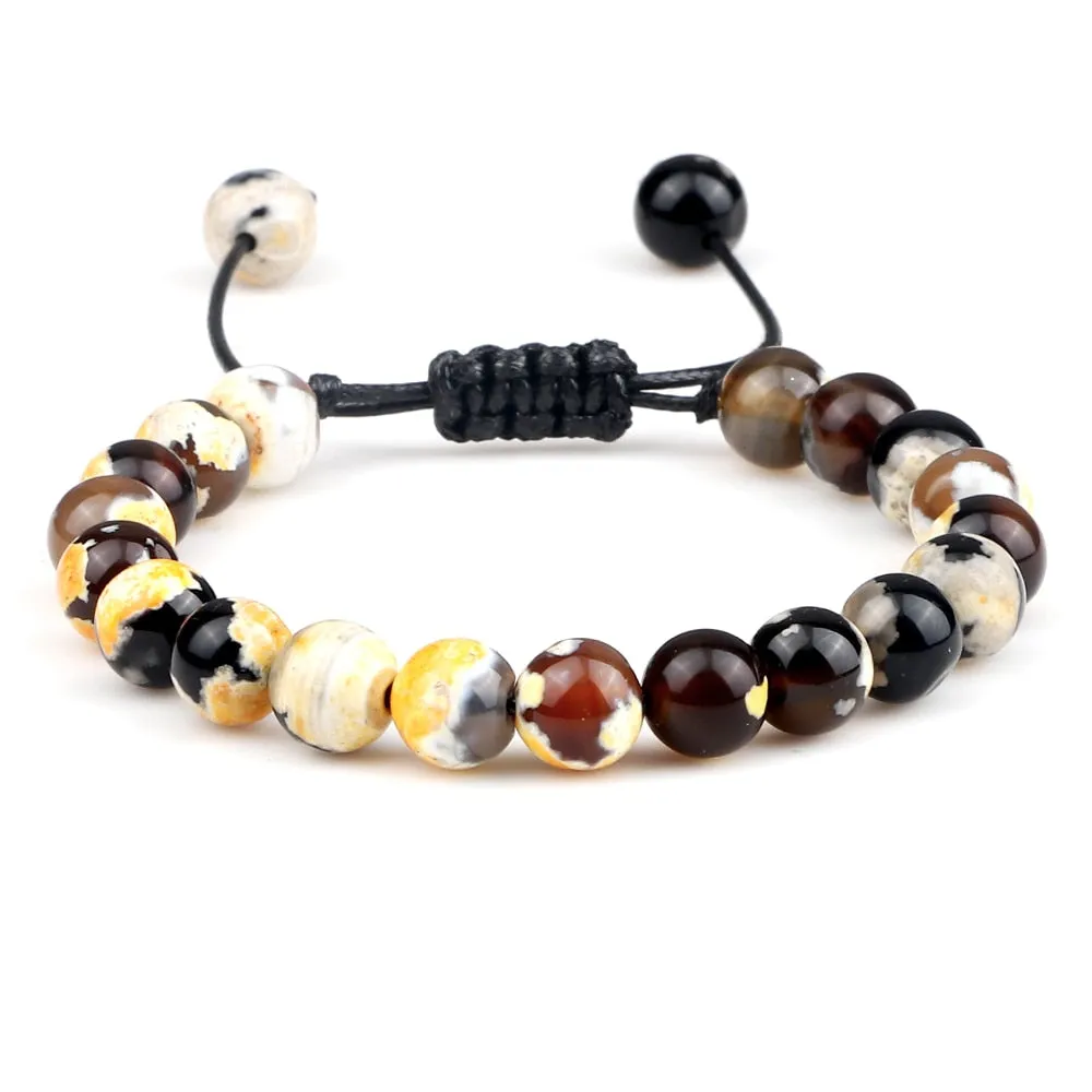 Fire Agates Onyx Beads Bracelet Bangles Healing Stone
