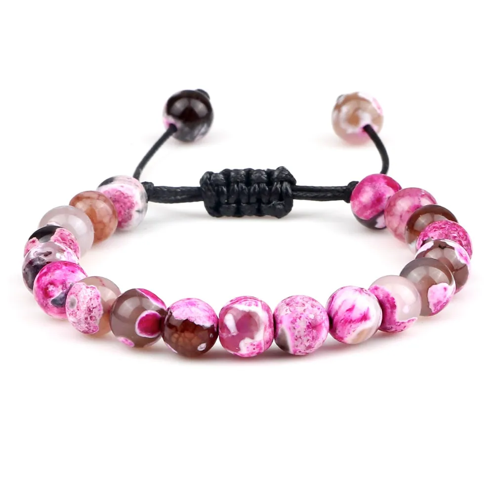 Fire Agates Onyx Beads Bracelet Bangles Healing Stone