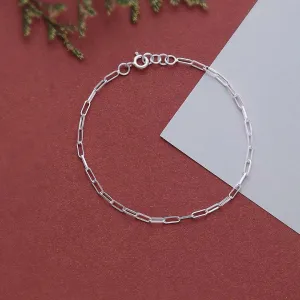 Flat Interlinked 925 Sterling Silver Chain Bracelet Design