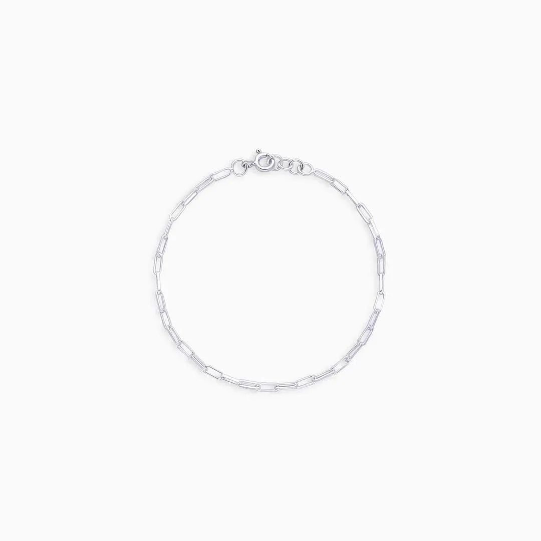 Flat Interlinked 925 Sterling Silver Chain Bracelet Design