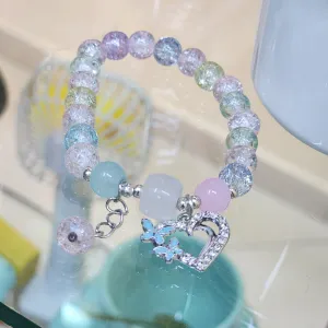 Flower Bead Jade Crystal Lucky Bracelets charms for Women Chinese Style Good Lucky Key Jade Dainty Beads Bracelet Gold Jewelry Gifts for Women Her Him Father Mother charm