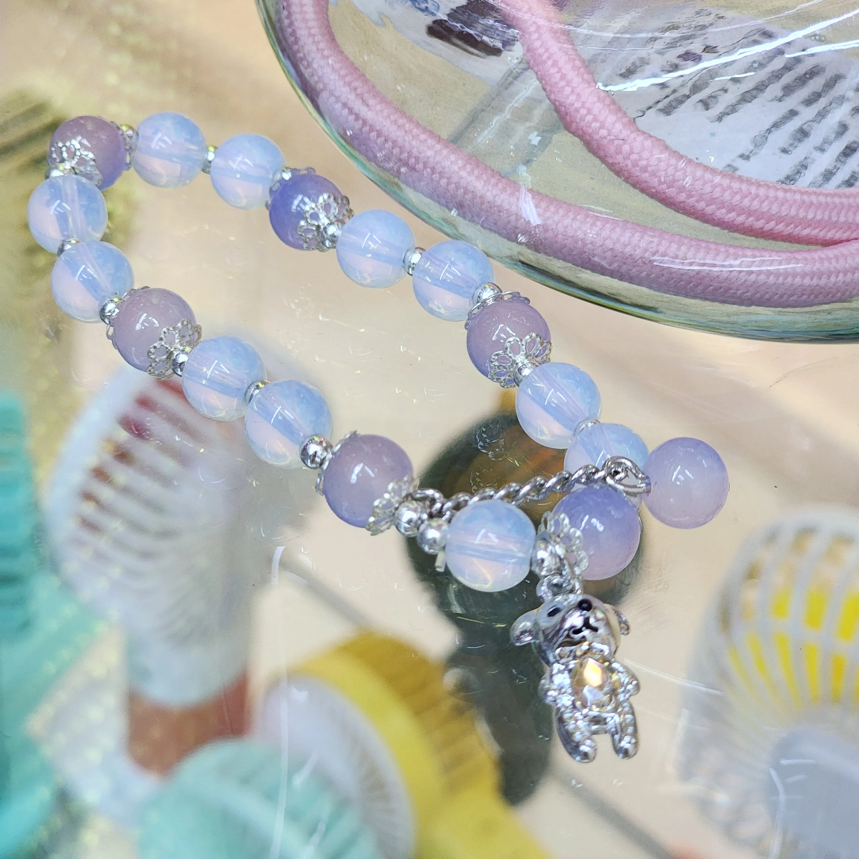 Flower Bead Jade Crystal Lucky Bracelets charms for Women Chinese Style Good Lucky Key Jade Dainty Beads Bracelet Gold Jewelry Gifts for Women Her Him Father Mother charm